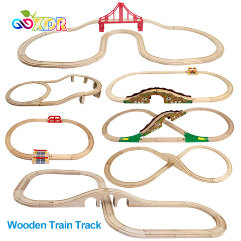 Juego de vías de tren de madera para niños, juguete de vías de vía férrea de madera, DIY, accesorios de carretera, regalo para niños, Compatible con Tomas y amigos ► Foto 1/6