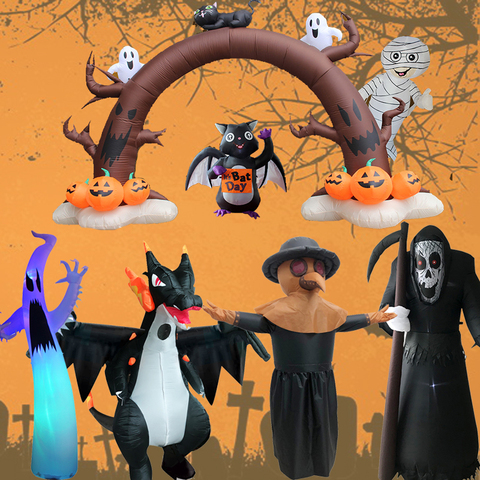 Figura inflable de Halloween para exteriores, árbol muerto, fantasma, calabaza, búho, Reaper Grim, decoración para patio, 2022 ► Foto 1/6