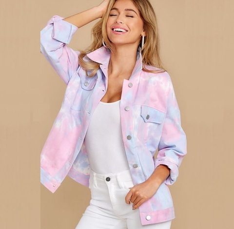 Chaqueta de estilo coreano tie-dye para mujer, chaqueta vaquera holgada para mujer, primavera y otoño 2022 ► Foto 1/3