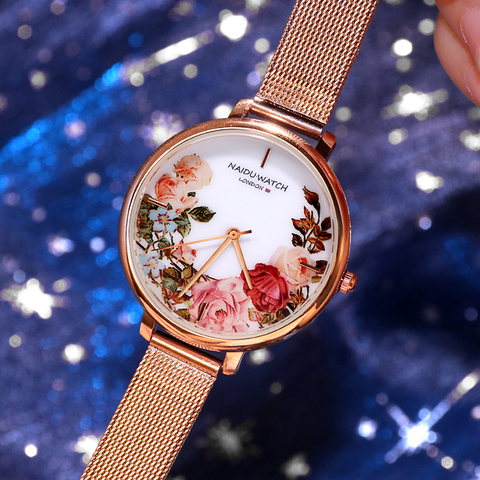 Reloj con correa de malla para mujer, pulsera de oro rosa, reloj de Estilo de China, moda femenina, 2022 ► Foto 1/6