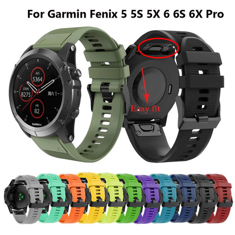 Correa de silicona para reloj Garmin Fenix 5X 5 5S Plus 3 3HR 6 6S 6X Pro, 26, 22 y 20mm ► Foto 1/6