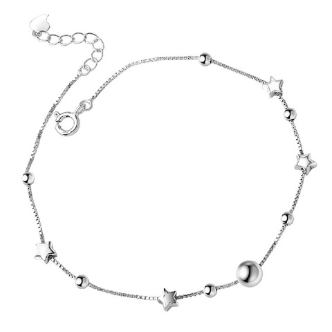 Estrella de moda para mujer tobillera gran oferta 925 tobilleras pulsera de plata fina para las mujeres joyería de pie tobillera pie ► Foto 1/6