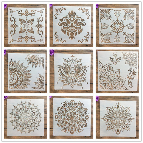 Plantilla de mandala artesanal para pintura, arte de pared, álbum de recortes, decoración, papel en relieve, 30x30 cm ► Foto 1/2