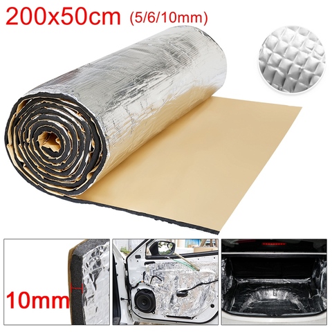 Alfombrilla amortiguadora de sonido para coche, aislamiento térmico de espuma amortiguadora para capó, adhesivo para motor, 200x50cm, 5/6/10mm ► Foto 1/6