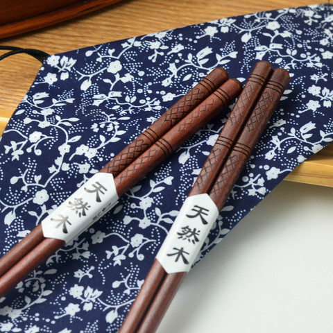 Palillos chinos de madera hechos a mano creativos japoneses palillos chinos de cabeza plana ambiental boutique palillos de madera ► Foto 1/6
