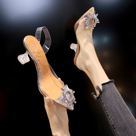 Zapatos de tacón alto transparentes para mujer, calzado Sexy de punta sin cordones para fiesta de boda, tacones finos, 2022 ► Foto 1/6