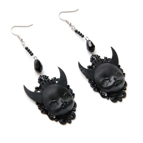 Punk gótico negro pendientes Lolita diablo La muerte pendientes bruja Babys muñecas pendientes de Halloween traje de joyería de moda ► Foto 1/6