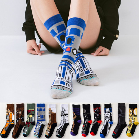 Calcetines de película de Star Wars Para hombre y mujer, medias de Cosplay de maestro Yoda R2-D2, de Caballero Jedi, novedad, Primavera, Otoño e Invierno ► Foto 1/6