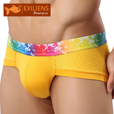 EXILIENS-Ropa interior caliente para hombres, pantalones cortos sexys modales, malla transpirable, de marca, calzoncillos gays, sólido, cómodo, tamaño L-XXXL ► Foto 1/6