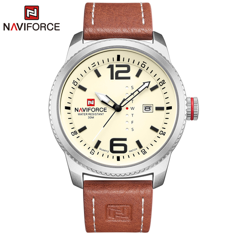 NAVIFORCE-relojes deportivos militares para hombre, de cuarzo, con fecha, reloj de pulsera de cuero, Masculino, 2022 ► Foto 1/6