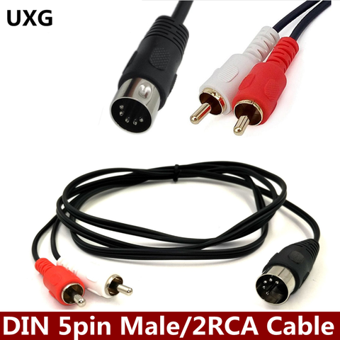 Adaptador de Audio y vídeo para reproductor de DVD, Cable conector de 5 pines Din macho a 2 RCA macho de 0,5 M/1,5 M para reproductor de DVD ► Foto 1/3