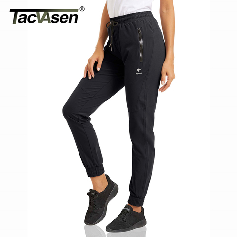 TACVASEN-Pantalones largos de secado rápido para mujer, Pantalón Cargo con bolsillos multicremallera, para correr, senderismo, pesca, gimnasio, trabajo ► Foto 1/6