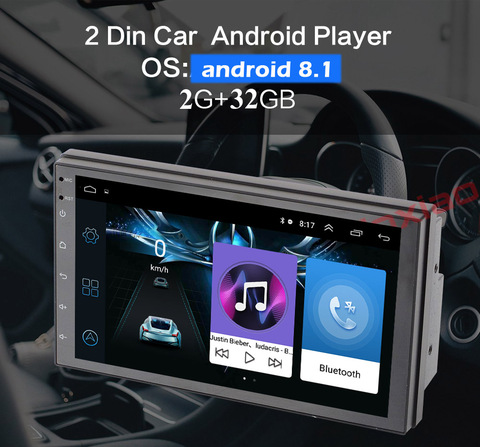 Reproductor de radio y DVD para coche 2 Din, gps, Android 8,1, 2GB, 32GB, Quad core, multimedia, doble Din, para kia, Ford, Nissan, Toyota, Volkswagen, Mazda ► Foto 1/6