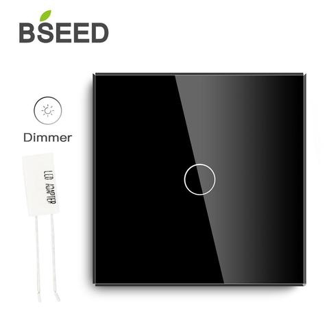 Regulador táctil estándar de la UE BSEED 1 Gang 1Way 2Way 3 colores blanco negro cristal dorado Panel táctil Dimmer luz Led ► Foto 1/6