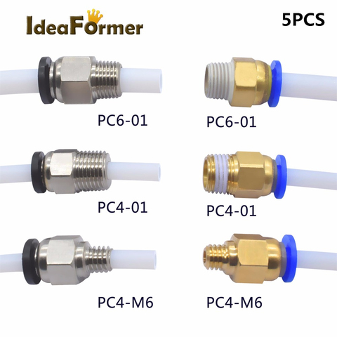 Conectores neumáticos para impresora 3D, pieza de filamento de 1,75/3,0mm, pieza de empuje PTFE 2/4mm, color negro/azul ► Foto 1/6