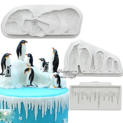 Molde de silicona para pastel de Navidad, pingüino, oso Polar, moldes para decorar pasteles, herramientas de chocolate, fondant, moldes de resina ► Foto 1/5