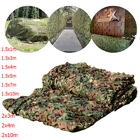 1,5x3m /2x10m redes de camuflaje militar de caza Woodland de entrenamiento, cubiertas de coche de camuflaje de ejército carpa sombra Camping refugio solar ► Foto 1/6