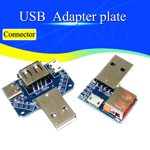 Panel de control de la cabeza USB, conector macho a USB tipo c, Micro USB hembra, placa de prueba de transferencia de 2,54-4P, XY-USB4 de placa adaptadora USB ► Foto 1/5