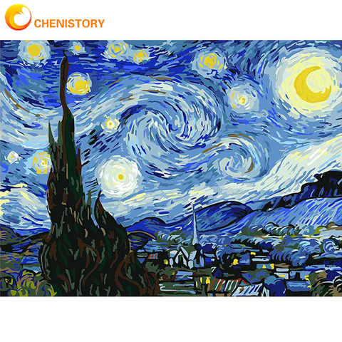 CHENISTORY-cuadro famoso de Van Gogh, pintura al óleo pintada a mano por números, arte para el hogar ► Foto 1/6