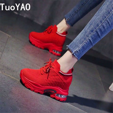 Zapatillas de deporte con plataforma Ulzzang para mujer, zapatos informales con cordones, aumento de altura de 8,5 cm, 2022 ► Foto 1/6