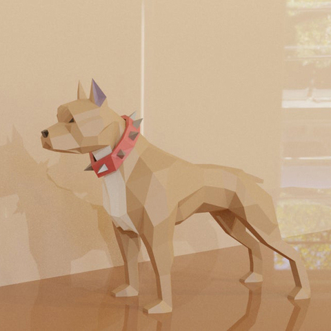 Papercraf-rompecabezas 3d de animales de papel para decoración del hogar, modelo de Bulldog Francés, Pinscher, gato, juguete de decoración de pared ► Foto 1/5