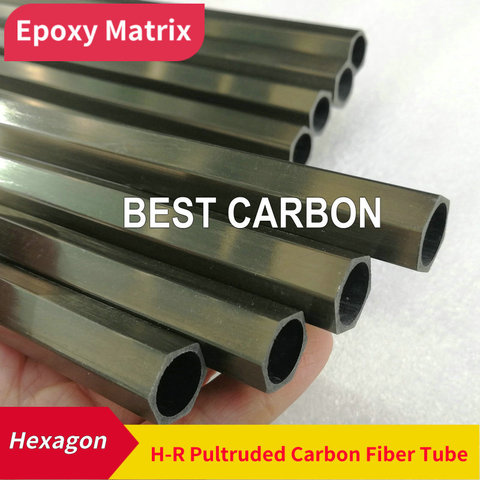 Resina de matriz epoxi, tubo de fibra de carbono pultruido, forma hexagonal redonda, 500mm de longitud, envío gratis ► Foto 1/6