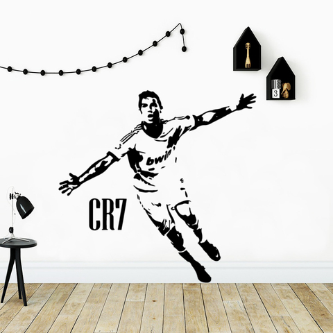 Pegatinas de moda para la pared del jugador de fútbol, pegatinas de vinilo para decoración de la habitación de los niños, papel tapiz de fútbol CR7 ► Foto 1/6