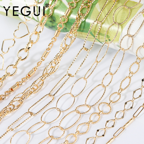 YEGUI C192 de cadena 18k chapado en oro de 0,3 micras de cobre metal encantos cadena hecha a mano diy pulsera collar de fabricación de la joyería 1 m/lote ► Foto 1/6