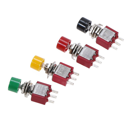 Mini interruptor momentáneo de 3 pines C-NO-NC 6mm, interruptor de botón de retorno automático, ON-(ON) 2A 250VAC/5A 120VAC, 5 uds. ► Foto 1/6