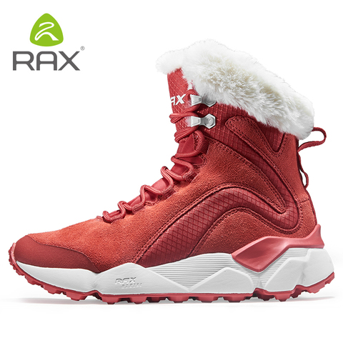 RAX-zapatos de senderismo de invierno para mujer, botas de montaña de cuero genuino, zapatos de senderismo de lana, zapatillas deportivas para caminar ► Foto 1/6