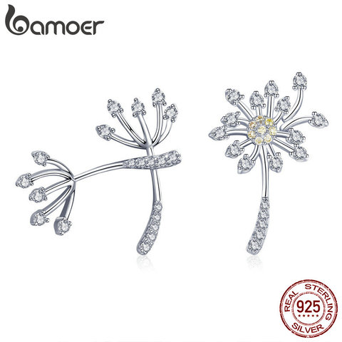 BAMOER-pendientes de plata de primera ley con forma de diente de león para mujer, aretes pequeños, plata esterlina 925, amor, SCE506 ► Foto 1/6