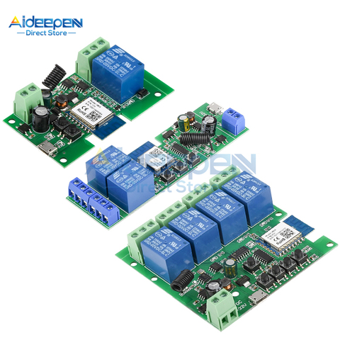 Interruptor de relé Wifi inalámbrico para hogar inteligente, módulo de relé Wifi inalámbrico de 1/2/4 canales, Control remoto de 433MHZ, 5V, CC, 7-32V ► Foto 1/6