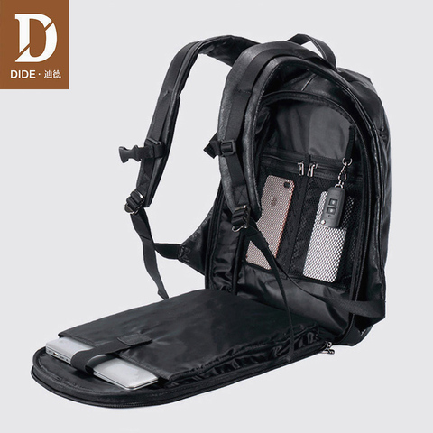 Mochila de viaje DIDE para hombre, mochila para ordenador portátil resistente al agua con carga USB, mochila escolar informal Vintage de cuero PU para hombre, bolsa antirrobo ► Foto 1/1