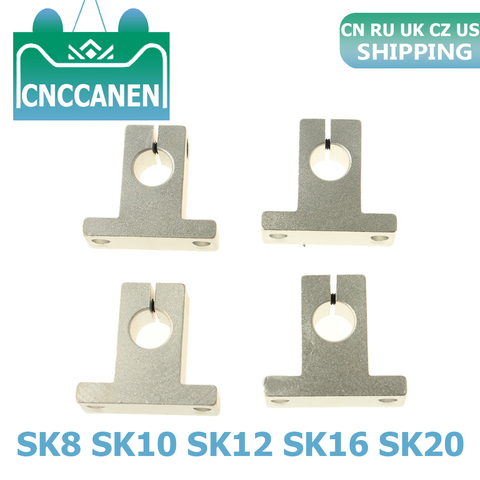 Bloques de rodamiento lineal soporte de eje de carril, pieza de impresora 3D, SK8, SK10, SK12, SK16, SK20, 8mm, 10mm, 12mm, 16mm, 20mm, 4 Uds. ► Foto 1/6