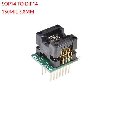 SOIC14 SOIC 14 SOP14 a DIP14 adaptador de enchufe para programador cuerpo ancho 3,8 MM 150MIL socket IC convertidor chip de prueba ► Foto 1/4