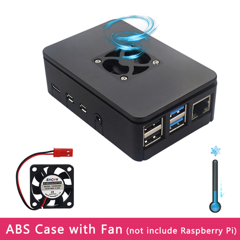 Carcasa de carcasa de ABS para Raspberry Pi 4, carcasa negra compatible con ventilador de refrigeración para Raspberry Pi 4 Modelo B ► Foto 1/6