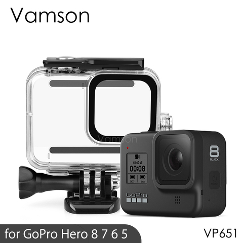 Vamson-funda impermeable para Gopro Hero 8, 7, 6, 5, negra, 45M, subacuática, carcasa de buceo, montaje para GoPro, accesorio VP630 ► Foto 1/6