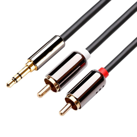 Felkin Cable RCA 2RCA a 3,5mm Cable de Audio RCA de 3,5mm Jack RCA Aux del coche Cable macho a macho para MP3 altavoz amplificador de auriculares de DVD ► Foto 1/6