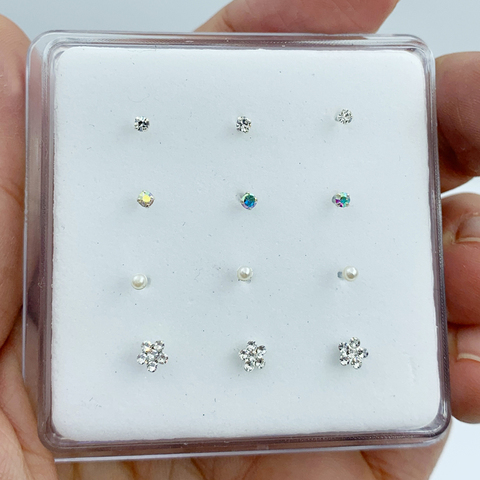 Plata de Ley 925 de la mezcla de la nariz piercing de nariz stud joyería para nariz 12 unids/pack regalo para las mujeres ► Foto 1/4