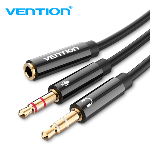 Vention-adaptador divisor de auriculares, Audio 3,5 hembra a 2 Jack macho, 3,5mm, micrófono Y auriculares con divisor para PC, Cable auxiliar ► Foto 1/6