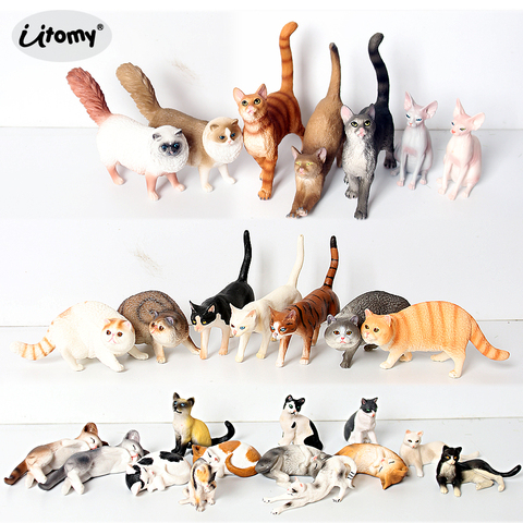 Lovely siameses persa modelo de gato figuritas, gatos pintados a mano animales juego de juguetes, Cake Topper Regalo de Cumpleaños de Navidad para niños ► Foto 1/6