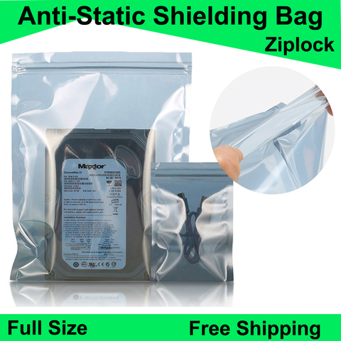 Anti-Static Shielding bolsas de paquete con cierre Zip bolsa impermeable auto sello almacenamiento antiestático bolsa de embalaje 50pc bolsa de apantallamiento de ► Foto 1/6