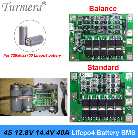 LiFePO4 12,8 V 14,4 V 4S 40A 32650 32700 BMS de hierro de litio Placa de protección de batería con equali zación empezar taladro estándar de Balance ► Foto 1/5