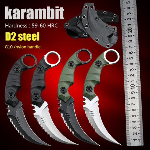 Csgo cuchillo karambit arreglado hoja cuchillos tácticos edc cuchillos G10 manejar ► Foto 1/6