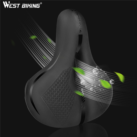 WEST BIKING-sillín grueso para bicicleta, asiento de bicicleta de carretera y de montaña, suave, resistente al agua, cómodo, para hombre y mujer ► Foto 1/6