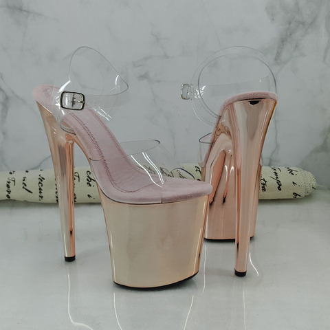 Leecabe nuevo color Champagne Sandalias de tacón alto 20cm sexy modelo de zapatos y zapatos de baile de barra ► Foto 1/6