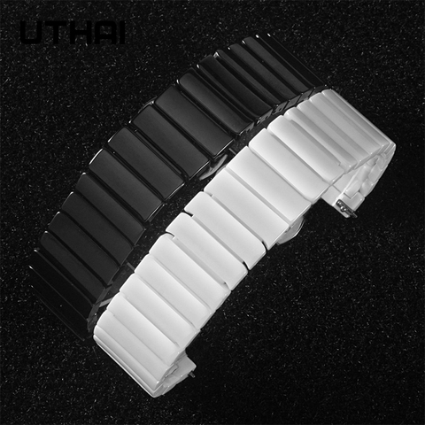 UTHAI-Correa de cerámica para reloj Samsung, pulsera de cerámica de alta calidad para apple watch 1/2/3/20/22, C03, 4/5/24mm ► Foto 1/6