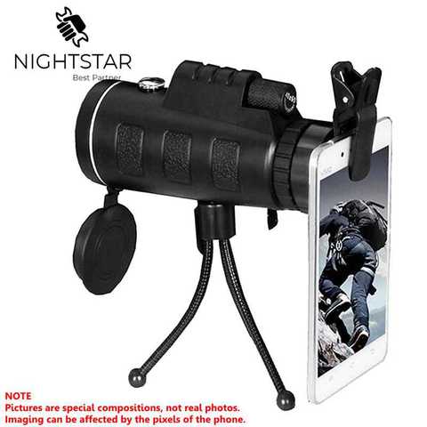 Telescopio óptico HD con Zoom Monocular de 40x60 para teléfono móvil, lente de observación, telescopio de Camping con Clip para teléfonos inteligentes ► Foto 1/5