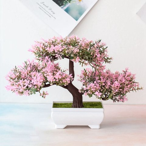 Bonsái de pino Artificial para decoración del hogar, maceta de árbol pequeño, plantas, flores falsas, adornos para el hogar, Hotel, jardín ► Foto 1/6