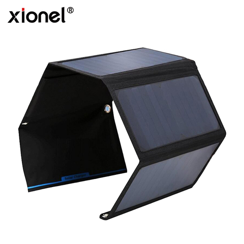 Xionel-cargador Solar portátil y plegable para teléfono móvil, Panel Solar de 28W, puertos USB duales ► Foto 1/6